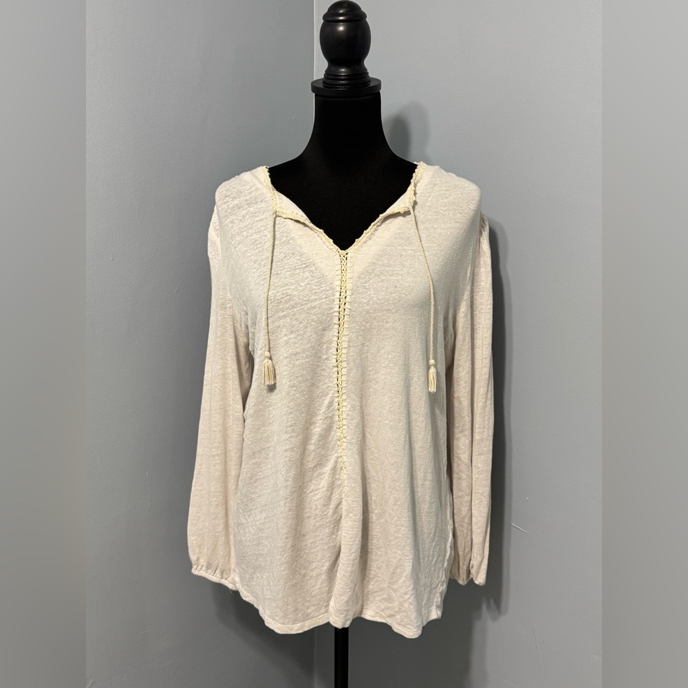 J. McLaughlin Cream Linen Tunic / Cover Up‎ Women’s Size Large